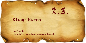 Klupp Barna névjegykártya